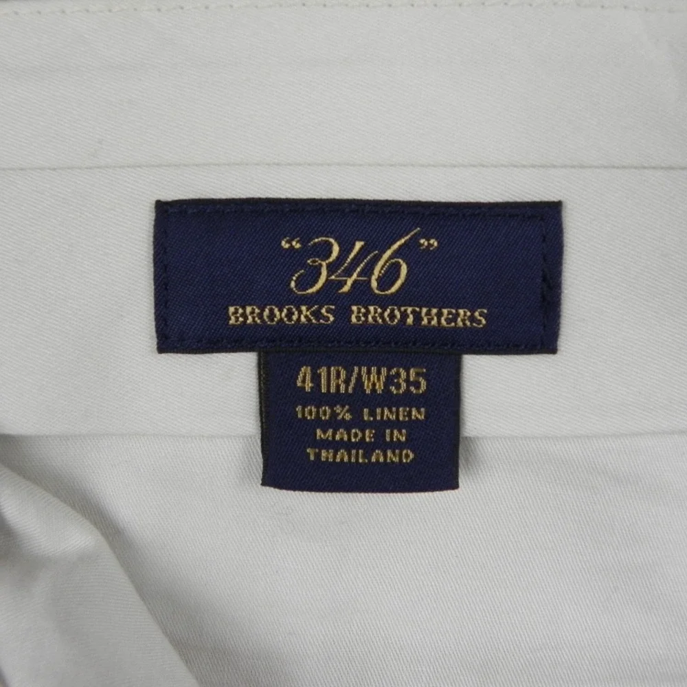 Brooks Brothers Pants Mens 35x29 346 Linen Dress Suit Chino Flat Front Tan Khaki